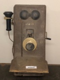 Vintage Oak Kellogg Cathedral Wall Telephone.