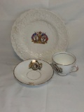 (3) Queen Elizabeth Coronation Tea Cup, Saucer, & Plate