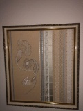 Framed Hanging Wall Decor, Abstract Needlepoint.
