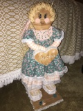 Handmade Wooden Doll on Stand