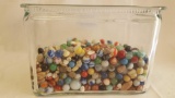 Marbles Collection in Vintage Glass Container