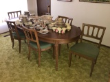 Drexel Triune Dinning Table w/ (3) 1 ft Leaves and (6) chairs 56