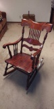 Spindle & Carved Back Rocking Chair. Walnut or Cherry