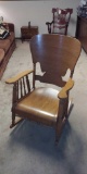 Oak Rocking Chair Molded Seat & Back w/ Spindle