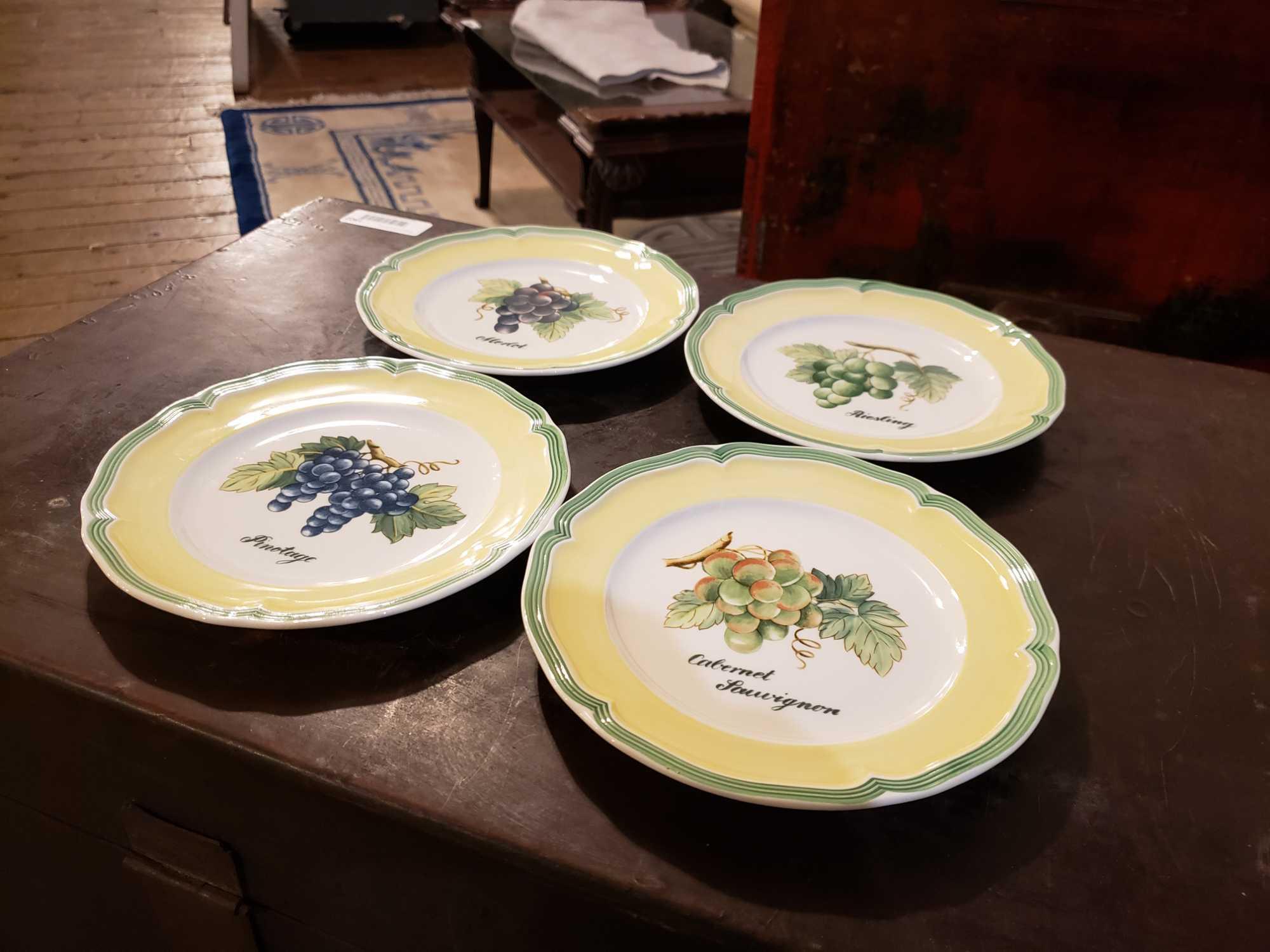 4 Villeroy Boch Country Collection Wine Grapes Plates Art