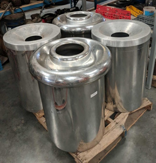 (4) Stainless Steel Trash Receptacles