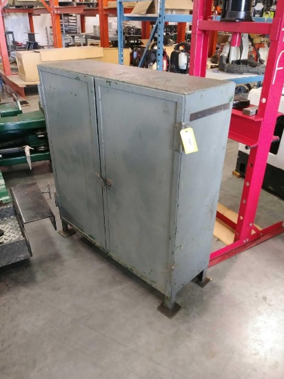 3'W x 40-1/2"H 1'D Double Door Metal Storage Cabinet & Contents