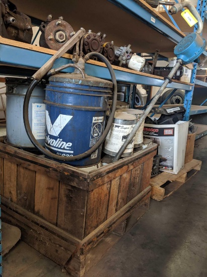 Assortment of Petroleum Products, Farm Seal Polly Coat & Barrel Pumps