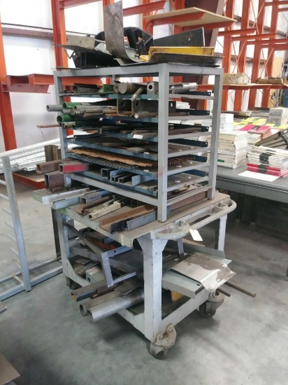 41"W x 5'H x 34"D Heavy Duty Metal Shop Kart w/ Upper Shelving Unit For Metal