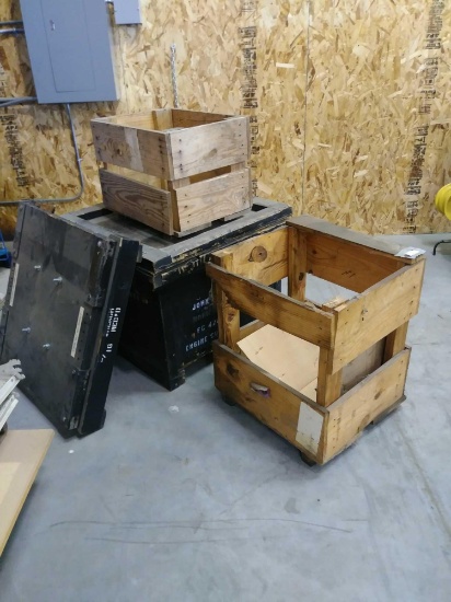 (3) Miscellaneous Hardwood Storage Crates