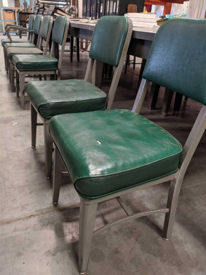 (6) Metal Upholstered Chairs