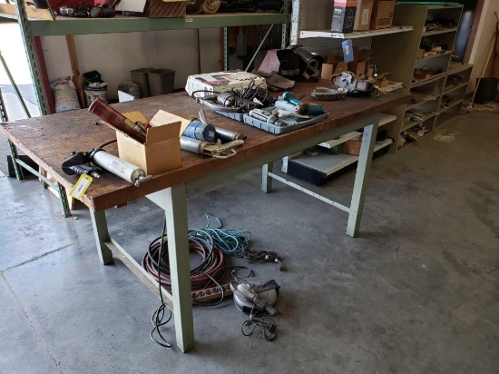 7'L x 40-1/2"W x 38"H Wooden Top Work Bench/Table