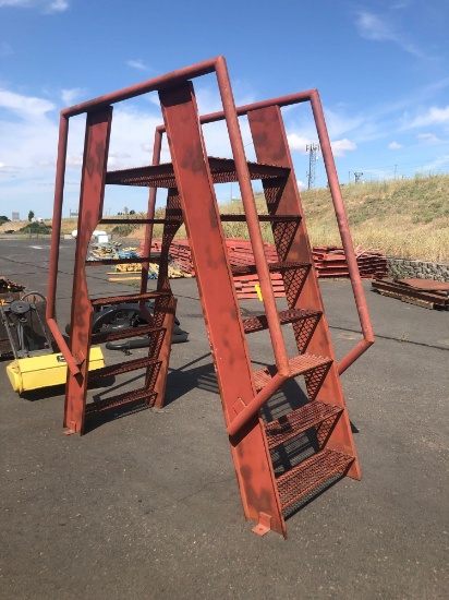 Industrial Steel Double Sided Staircase w/ Landing