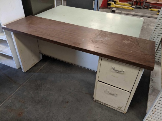 Laminate Top Metal Writing Two Drawer Desk