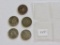 Lot of 5 Shield Nickels