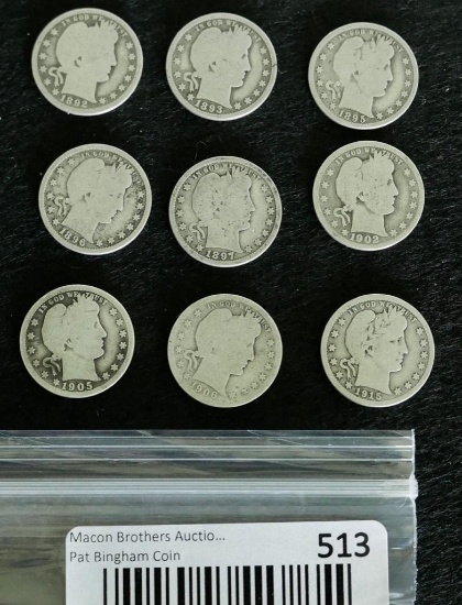 Lot of 9 BARBER Quarters