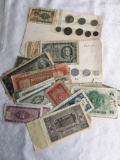 Assorted mixed lot of Foreign coins and currency