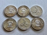 Lot of 6 One ounce Silver Rounds