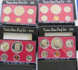 Lot of 4 United States Proof Sets, 1973, 74, 75, 76 (with S dime)