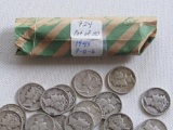 Roll of 50 1945 Silver Mercury Dimes