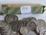 Roll of 50 Mercury Dimes 1944-45