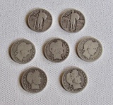 Lot of 7 Silver Barber Liberty Head Quarters