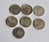 Mixed lot of (7) Silver Peace and Morgan Dollars