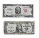 1935 F Silver Certificate $1(blue seal) and 1953 $2.00 Bill