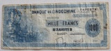 Rare Mille Francs Note Banque de L'Indochine Papeete 1954 bill & Vingt Francs note (Tahiti bills)