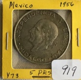 1956 5 Peso Silver coin from Mexico