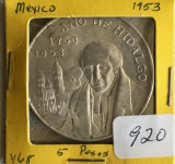 1953 5 Peso Silver coin from Mexico