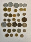 Lot of 34 coins from France, including 1917 Ville de Tarbes, 1872 2 Franc,1880 10 Centimes