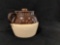 Antique Glazed No.2 Crown Stoneware 2 Quart Bean Crock w/ Lid