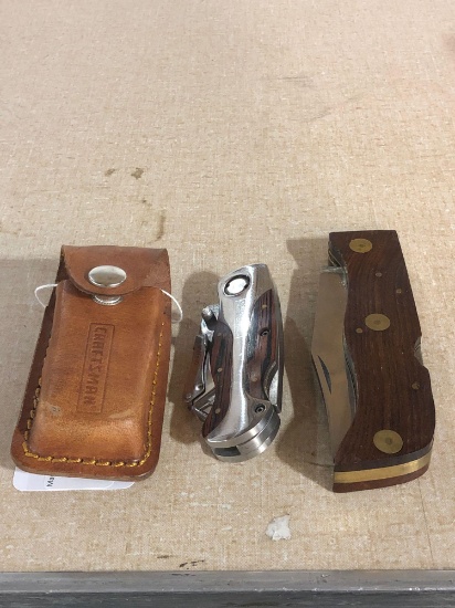 4" Lock Back Knife & Craftsman Folding Razor Knife w/ Case