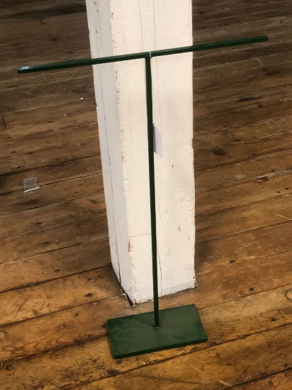 Green Metal T Shaped Stand w/ Weighted Base