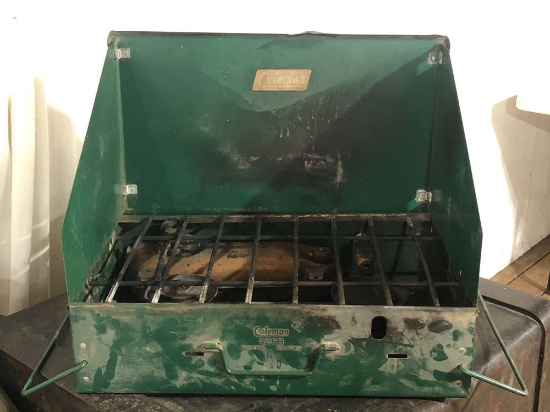 Coleman Camp Stove w/ Tin Box & Campware