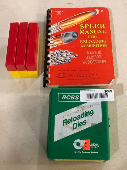 RCBS 3-Pc Die Set .32/20 WCF RN, (3) Plastic Catridge Containers & Speer Speed Manual For Reloading