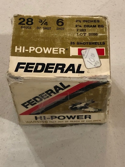 Federal Hi-Power Box-(15) Round 28-Ga 3/4oz. Shot,6-Shot, 2-1/4" Shotgun Ammunition