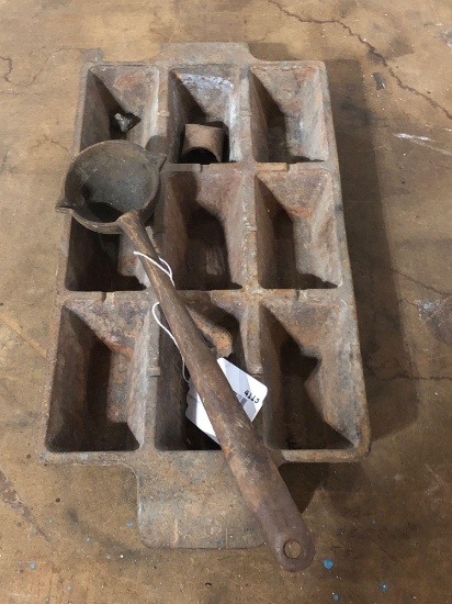 Cast Iron Smelting Spoon & Bullion Mold
