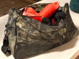 Camoflauge Bag w/ Assorted Shotgun Shells, Blaze Orange Vest, Rain Fly