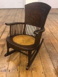 Child's High-Back & Spindle Wicker Seat Rocking Chair