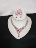 (3) Piece of Pink and Faux diamond accented Costume Jewelry