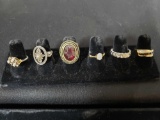 (6) Varied Rings Costume Jewelry