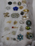 (27) Piece Lot of Costume Jewelry Brooches and Pins