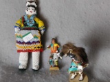 (3) Lot of Kachina Dolls