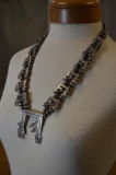 FJ (Francis Jones) Sterling Silver Squash Style w/ Yei Figures Necklace