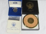 50th Presidential Inaugural Keychain and Paperweight for Ronald Reagan and George Bush 1985