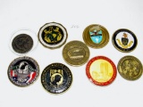 Lot of 9 Military Challenge Token Coin inc. We Remember Sept 11, 2001 & POW Network