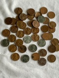 Mixed lot of wheat pennies including 1 Indian Head and zinc pennies