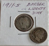 1911 S and 1912D Barber Liberty Head Dimes